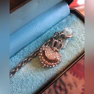 Juicy Couture- Rhinestone/Silver Crown Heart Charm Bracelet
